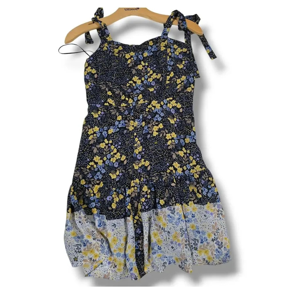 Francesca's collection Jun & Ivy women's blue floral tie straps dress - xs - Picture 4 of 9